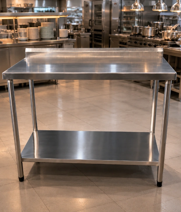 Mesa de Inox com Prateleira — J Inox Cozinhas